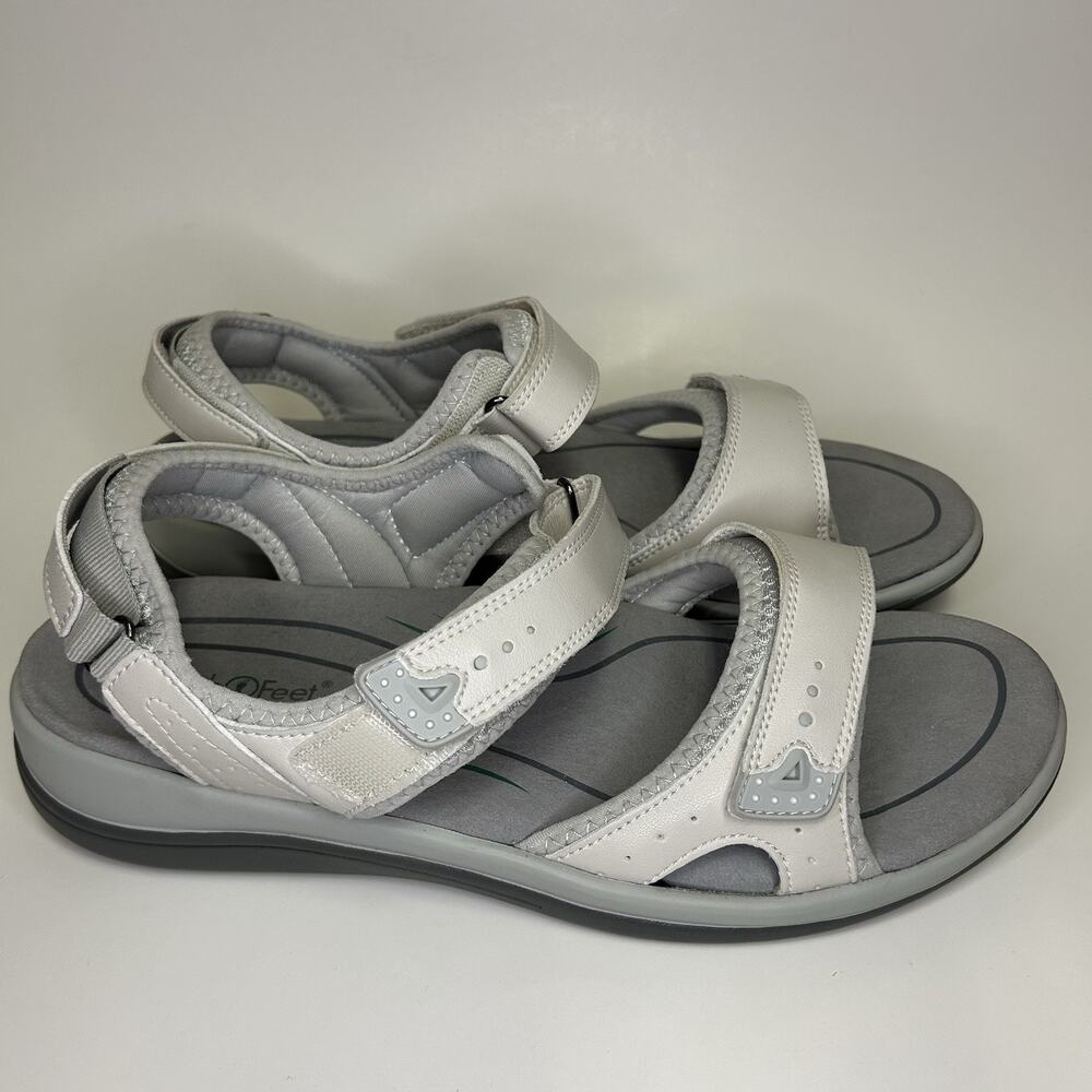 Orthofeet Comfort Sandals Womens Size 11.5 D Wide Malibu Adjustable Straps Bone